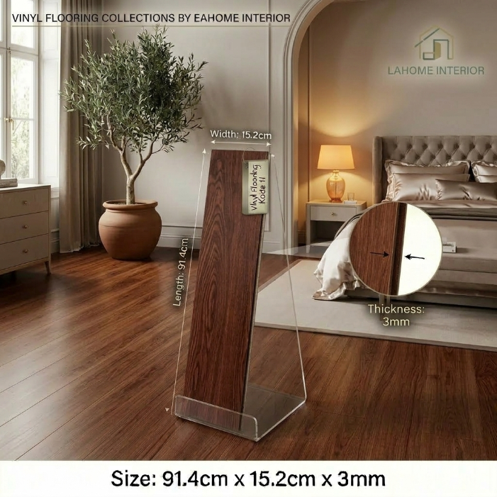 Lantai Vinyl 3mm Premium Kode 11 Dark Wood - EA Home Interior